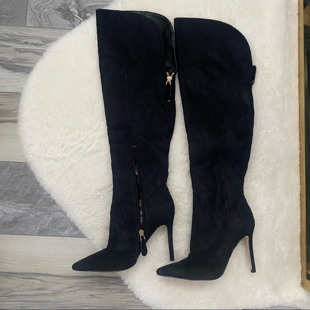 Brand new Guess -lace over the knee heeled boots -7